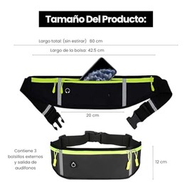 Cangurera Deportiva Bolso Cintura Elastico Ajustable Running Senderismo Ciclistas Corredores con Tiras Reflectantes Tela Transpirable (Duo Negro y Cel