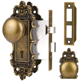 CEYMIO Mortise Lock Door Knobs Interior Bronze Door Knob Antique Door Handle Skeleton Key Privacy Vintage Door Locks for Bedrooms Bathroom