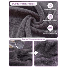 Bibykivn Dog Bathrobe, Quick-Drying Microfibre Bath Towel, Adjustable Dog Towel, Absorbent Dog Bathrobe with Hat for Large Medium Dogs (Grey Pink, M)