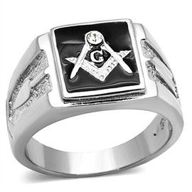 Marimor Jewelry Men's Stainless Steel 316 Crystal Masonic Lodge Freemason Ring Band Size 13