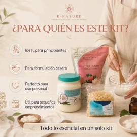Paquete Kit Cera Abeja Manteca Karite Aceite Coco Bnature ideal para fabricacion de cremas hidratantes naturales                                      