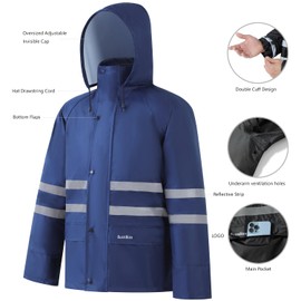 Rain Suit for Men Women Waterproof Lightweight Rain Gear Outdoor Rainwear Fishing Rain Jacket and Rain Pants(Blue,XX-Large)