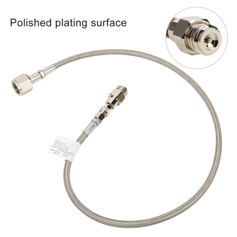 1m/3.3ft Silver Soda Hose W21.8-14 CO2 Cylinder Direct Adapter Hose