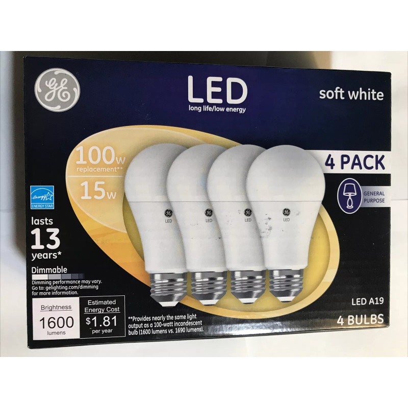 GE 100W=15W Replacement LED Light Bulbs General Purpose A19 (
