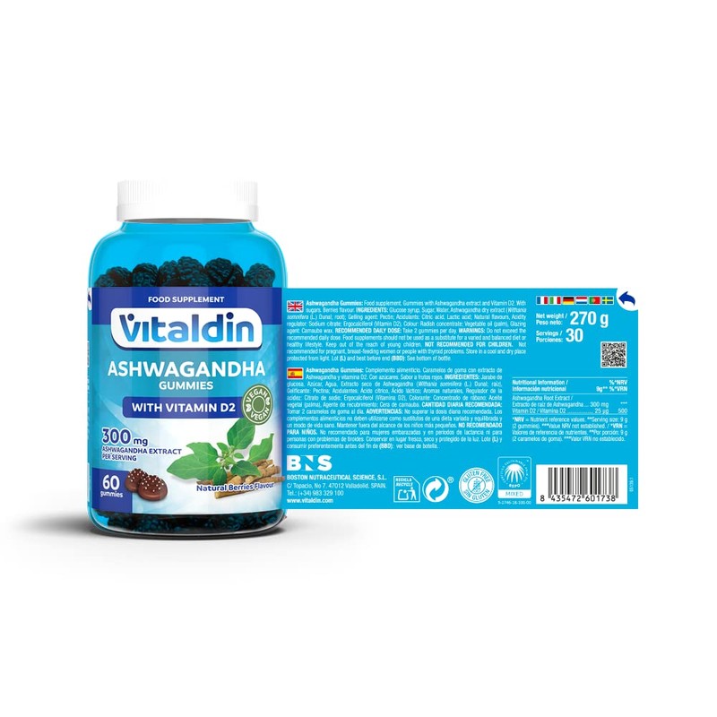 VITALDIN Ashwagandha Gummies – 300 mg Ashwagandha Root Extract KSM-66