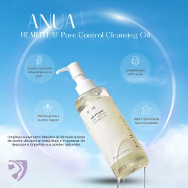 Aceite de Doble Limpieza Anua Heartleaf Para Limpieza profunda de Poros 200ml Previene Puntos negros No comedognico                                   
