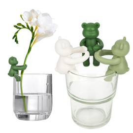 Aokeleilei Plant Propagation Buddy Leaf Friends Plant Support for Sprouts, Stems, Shoots and Cuttings, 3PCS Cute Plant Supporters for Indoor Garden Plant Lover (2 Green Bears & 1 White Bear)