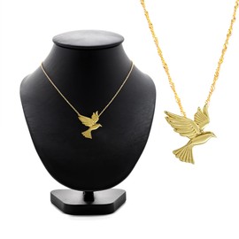 Gold Plated Bird Pendant Necklace for Women – Elegant Trendy Bird In Flight Pendants with Blue & Clear Stones, Symbolic Jewelry for Women, Ideal Gift for Birthdays, Anniversaries, & Special Occasions (Gold Bird Pendant)