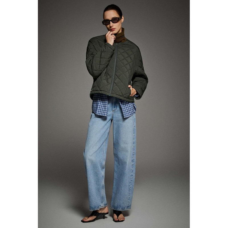 Orolay Women's Quilted Lightweight Puffer Jacket Zip Up Cropped Padded