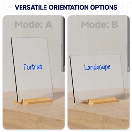 NiOffice Matt Acrylic Dry Erase Board with Wooden Base, Frameless to Do List Desktop Board with Markers & Erasers Set, Compact & Portable 9"x6.5" Notepad Tabletop Memo Board for Office, Home, School