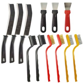 12PCS Brush Cleaning Set,3 Gap Brushes + 6 Metal Crevice Brushes +3 Scrapers–Cleaning Tools for Kitchen, Bathroom, Grill, Sink, Tile Gaps, Corner, Grout, Cup, Teapot, Bottle, Blender (Colorful)