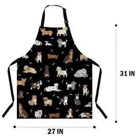 BGBDEIA Cartoon Doodle Puppy Dog Apron Adjustable Neck Bib Apron for Men Women,Suitable for Kitchen Cooking Waitress Chef Apron