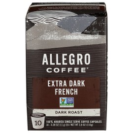 Allegro Coffee, Coffee French Roast Extra Dark Pods 10 Count, 3.8 Ounce