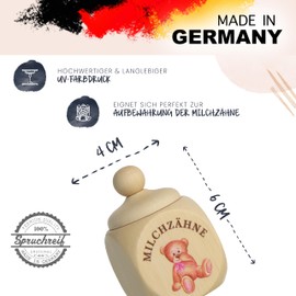 Spruchreif Wooden Milk Tooth Box with Lid and UV Print Tooth Box for Milk Teeth Small Gift Tooth Fairy