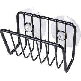 U Chef Soporte para Esponja de Fregadero de Cocina con Ventosa, Porta Esponja para Fregadero de Acero, Organizador de Fregadero de Cocina, Organizador de Esponja, Soporte para Estropajo (Negro)