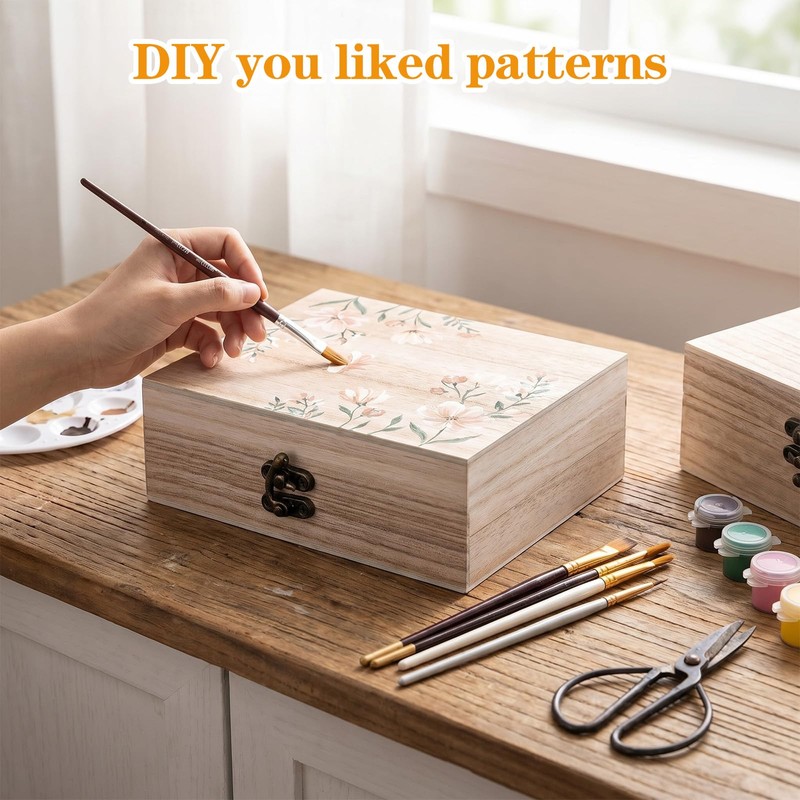 8 Pcs Unfinished Wooden Boxes, 6 x 4 x 2