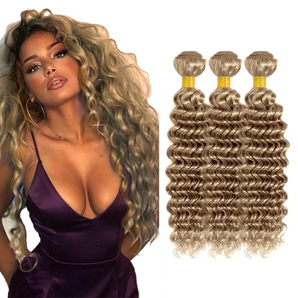 Ash Blonde Human Hair Bundles Color #22 Deep Wave Bundle
