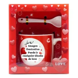 K&H Taza + Cuchara De San Valentín Osito Love Regalo Novia Amiga