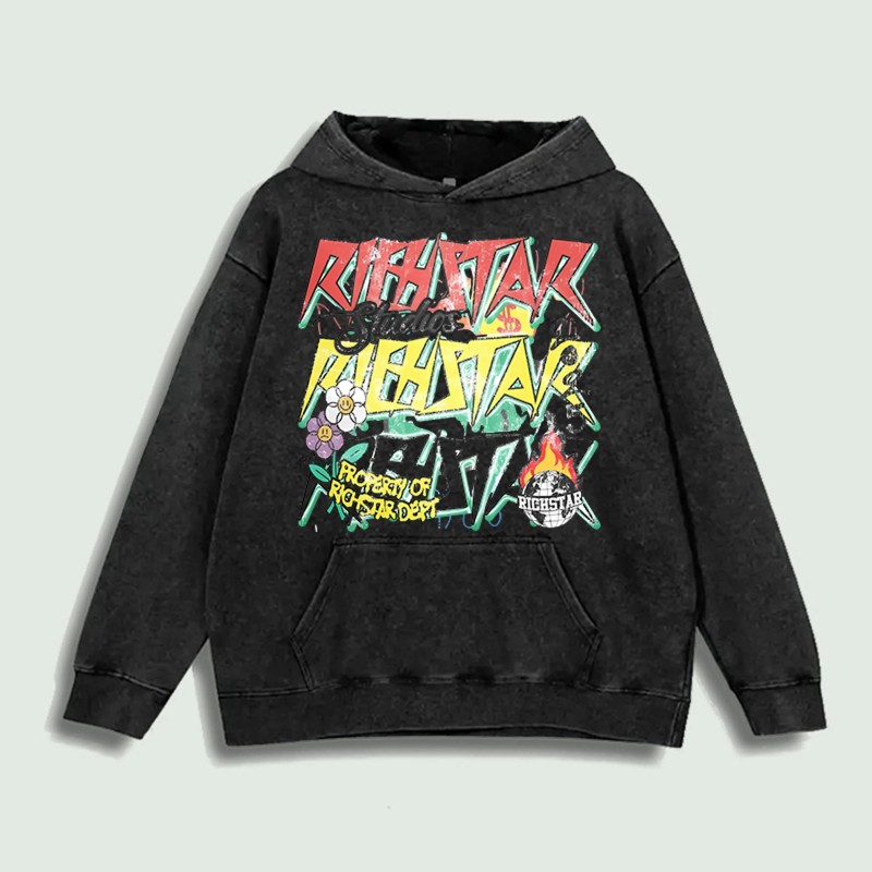 Richstar Graffiti Graphic Hoodie 100% Cotton US Warehouse 6 ColorsColor: