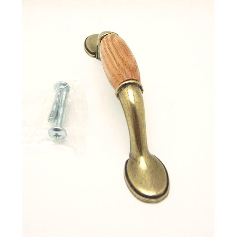WAKI TW-349 Antique Brass Wooden Handle 3.0 inches (76 mm)