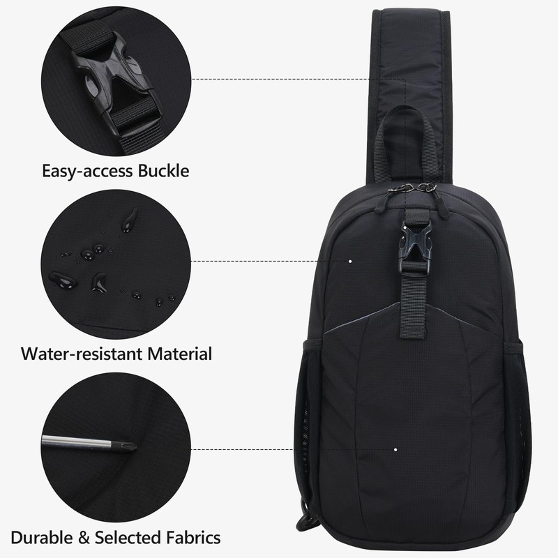 Peicees Crossbody Sling Backpack Sling Bag Travel Hiking Chest Bag