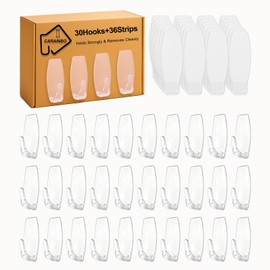 Large Utility Hooks,30-Hooks,36-Strips,Clear Wall Hook with Removable Strips Value Pack,Organize Damage Free,Removes Cleanly,Hanger Hook for Decorations