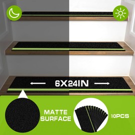 10-Pack Outdoor Stair Treads Non-Slip 6" x 24",Dark