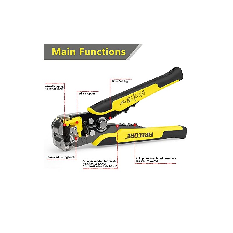 Firecore pelacables automático,Alicate terminales kit con 230 terminales,pelacable Multifuncional para