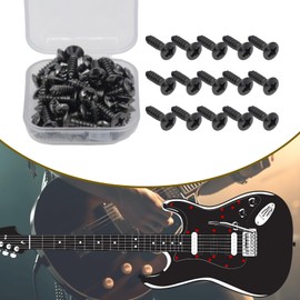 CashBeat 50-Pack Guitar/Bass Pickguard Screws - Light Black Mounting Hardware Set, Fit for Fender Strat/Tele & Gibson Les Paul/SG