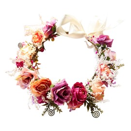 Frcolor Garland, Flower Crown, Flower Headdress, Bride, Hair Band, Wedding Recitals, Hair Wreath, Photo Shooting, Artificial Flower, Hair Ornament (A)