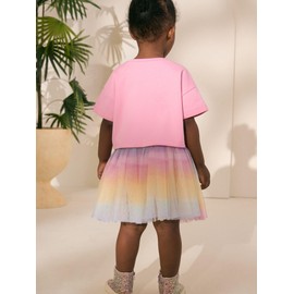 NEXT Top and Tutu Skirt Set, Rainbow/Pink