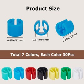 GORGECRAFT 210Pcs 7 Colors Clothes Hanger Markers Blank Tags Plastic Garment Hanger Size Markers Assortment Kit Fit 9.5mm Rod for Clothing Snap Number Labels Accessories Color Coding with Storage Box