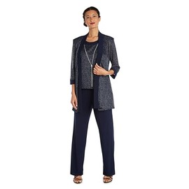 R&M Richards Women's Luxe Knit Pant Set, Navy, 6