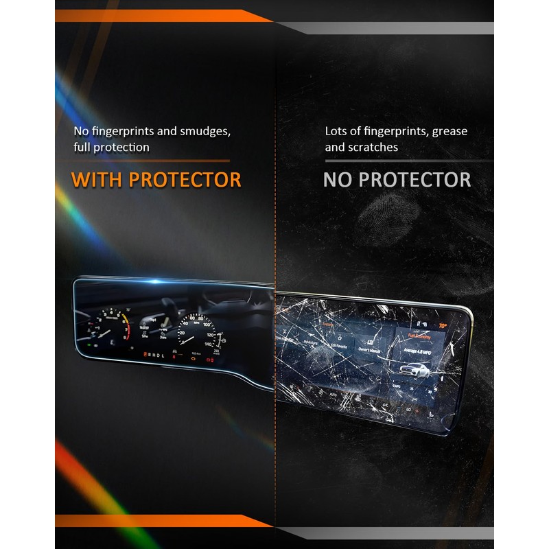 (2PCS) 2024 2025 Mustang Screen Protectors, 12.4"Digital Instrument Cluster+13.2" Touchscreen
