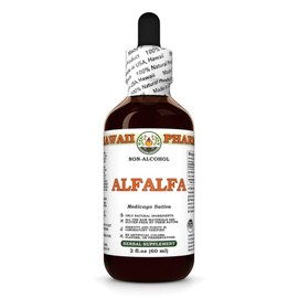 Alfalfa (Medicago Sativa) Dry Leaf Glycerite, Made in Hawaii, Organic Raw Materials, All Natural, Vegan, Lab Tested Alcohol-Free Liquid Extract - 2 fl.oz