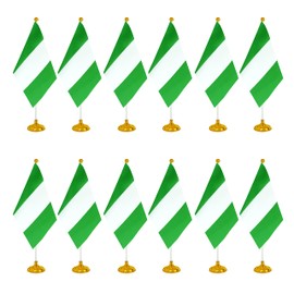WXTWK 12 Pack Nigeria Flag Nigerian Desk Flag Small Mini Nigerian Table Flags With Stand Base,Home Office Festival Events Celebration Decorations