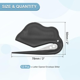 PATIKIL Letter Opener Envelope Slitter, 12Pcs Mail Slitter Safe Mail Opener for Women Paper Postal Package Home Office, White/Black