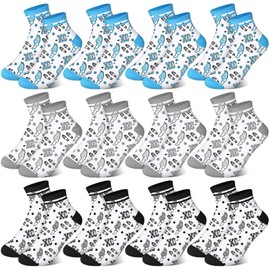 Breathffy 12 Pairs Cross Country Socks Novelty Running Mid-tube Socks Sports Gifts for Men Women Birthday Christmas(Gray, Light Blue, Black,Short)