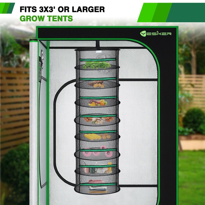 Yesker 8 Layer Herb Drying Rack Hanging Mesh Net Foldable