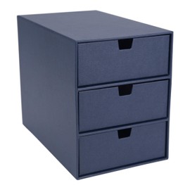 Bigso Ingrid 3-Drawer Fiberboard Desk Organizer Drawers | Durable Desk Storage Organizer with Drawers for Office Supplies and Accessories | Stackable Desktop Drawers | 6.3’’x9.9’’x8.1’’ | Blue