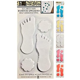 Better Home 12 Foot Shape Bathtub/Shower Appliques Safety Non Slip Treads, Latest Decoration Colors (White)