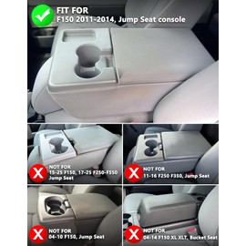 Center Console Armrest Cover for Ford F150 2011 2012 2013 2014, Middle Console Lid Protective Covering, Arm Rest Cushion Pad, PU Leather Interior Accessories, Anti-Scratch, Black (Fits Jump Seat Only)