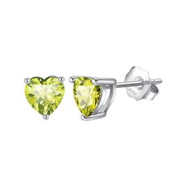 Jwicklirrng S925 Sterling Silver August Birthstone Earrings Silver Heart Cubic Zirconia Earrings 0.8CT Birthstone Stud Earrings Birthstone Jewelry Gift for Women