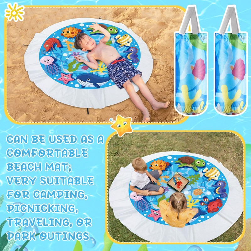 Hahafelt 2 Sets Portable Round Baby Beach Pool, 6.5 x