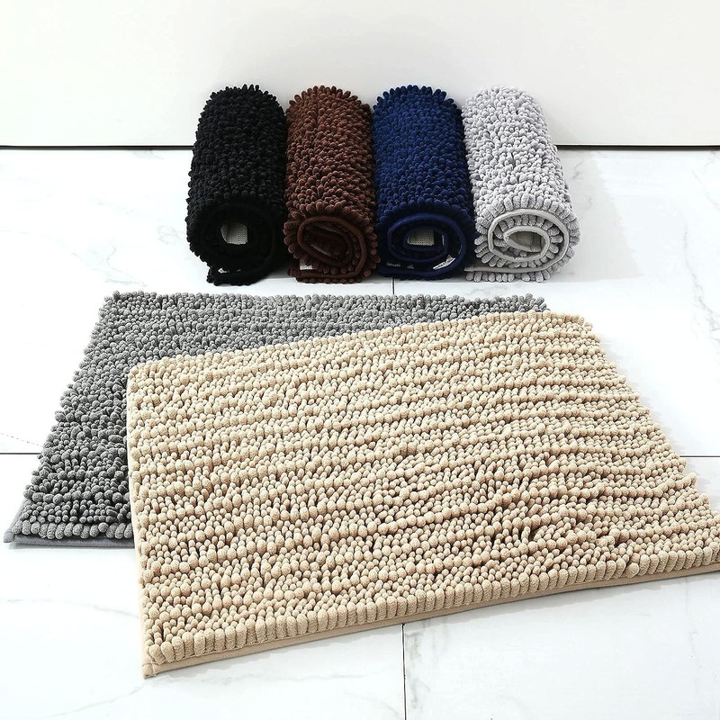 OLANLY Luxury Chenille Bath Mat, Extra Soft Thick Absorbent Shaggy
