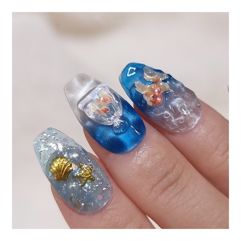 Goldfish and Sea Handmade Nail Tips - Points / 금붕어와