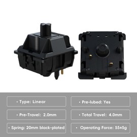 Gateron Oil King V2 Pre Lubed 5pin Linear Switches for Mechanical Keyboard (10PCS, Oil King)