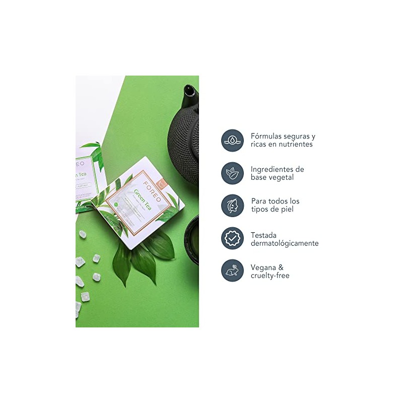 FOREO Máscara de té verde activado por OVNI, paquete de