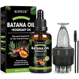 KONEUK Batana Oil for Hair Growth and Rosemary Oil for Hair Growth, Nourish Dry Damaged Hair, Promote Thicker & Stronger Hair for Men Women, with Hair Oil Applicator, 2.02 Fl Oz