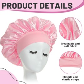 JRYXDS 2 Stück Silk Bonnet Sleep Cap Verstellbar Satin Haarhaube Silk Bonnet Sleep Cap Damen Mädchen Atmungsaktive Schlafkappe Duschhauben Für Verschiedene Haartypen Mit 2 Stück Satin Haargummis